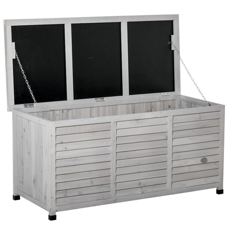 easycomfort easycomfort panca contenitore in legno di abete cassapanca da esterno con piedini antiscivolo 127x56x60cm grigio