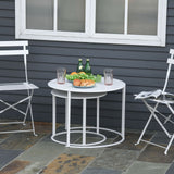 easycomfort area occasioni easycomfort set 2 tavolini da salotto e giardino salvaspazio sovrapponibili tavolini da caffe in ferro bianco
