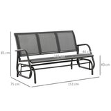 easycomfort panchina a dondolo da giardino a 3 posti in metallo e tessuto a rete traspirante 151x75x85cm grigio 33093