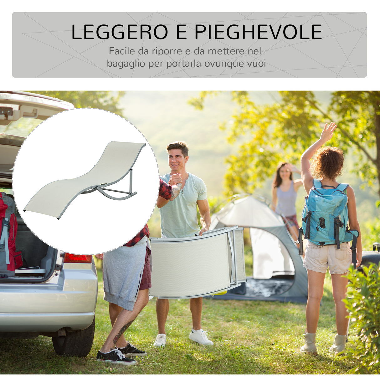 easycomfort easycomfort set 2 sdraio da giardino pieghevoli lettino prendisole in alluminio e textilene beige 61x165x63cm