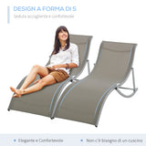 easycomfort set 2 sdraio da giardino pieghevoli lettino prendisole in alluminio e textilene 61x165x63cm 33135