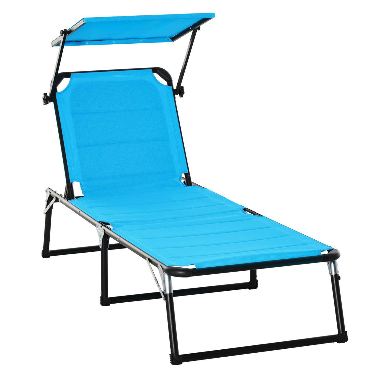 easycomfort easycomfort lettino prendisole sdraio da giardino pieghevole con tettuccio e schienale regolabile blu