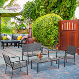 easycomfort set salotto da giardino da 4 pezzi con panchina a 2 posti 2 poltrone e tavolino caffe