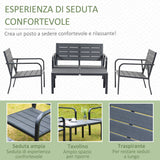 easycomfort set salotto da giardino da 4 pezzi con panchina a 2 posti 2 poltrone e tavolino caffe