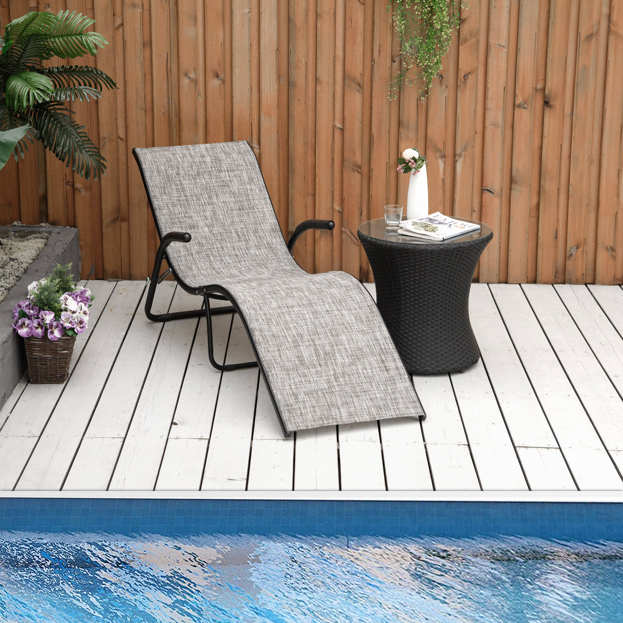 easycomfort easycomfort lettino prendisole pieghevole ergonomico da esterno in metallo e tessuto a rete 170x62x68cm grigio