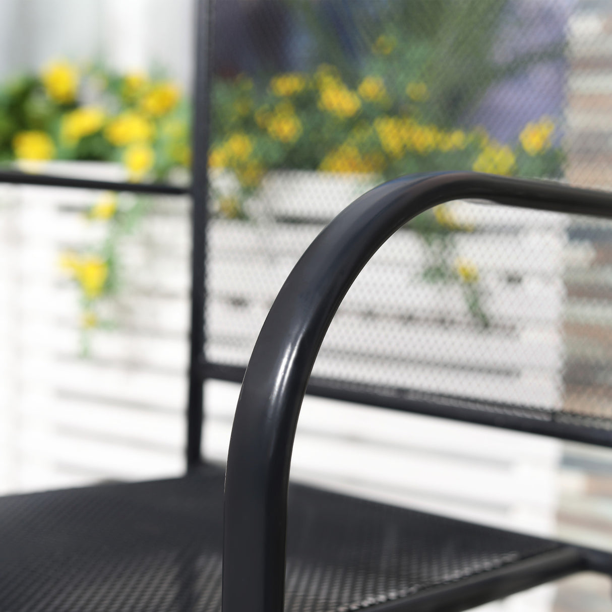 easycomfort set 2 sedie da giardino in metallo per cortile patio e terrazza nero