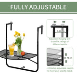 easycomfort tavolo da ringhiera pieghevole e regolabile in metallo 60x60x57 72cm nero