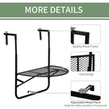 easycomfort tavolo da ringhiera pieghevole e regolabile in metallo 60x60x57 72cm nero