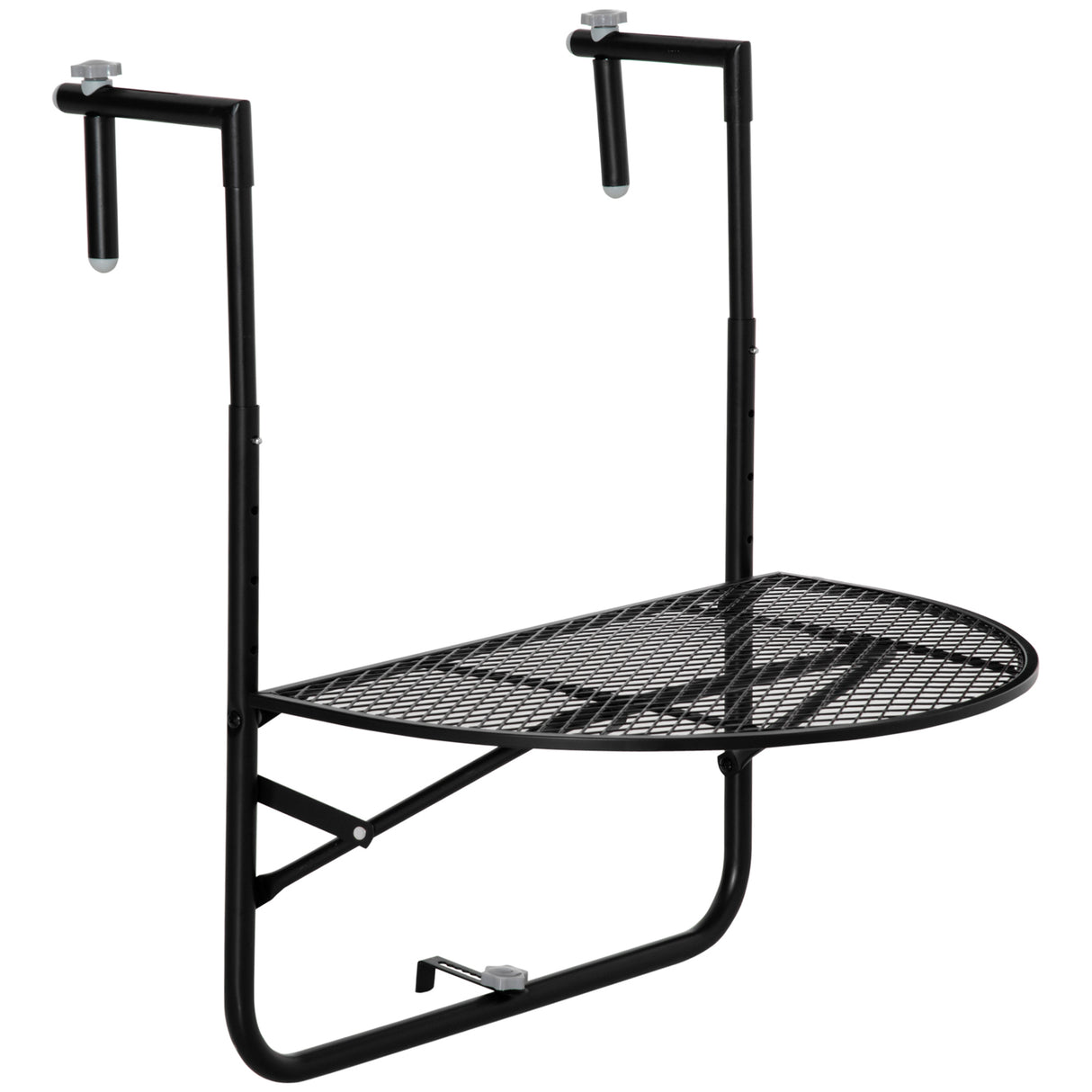 easycomfort tavolo da ringhiera pieghevole e regolabile in metallo 60x60x57 72cm nero