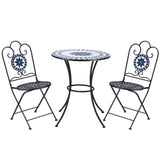 easycomfort set da giardino 3 pezzi con 2 sedie pieghevoli e 1 tavolino rotondo a mosaico