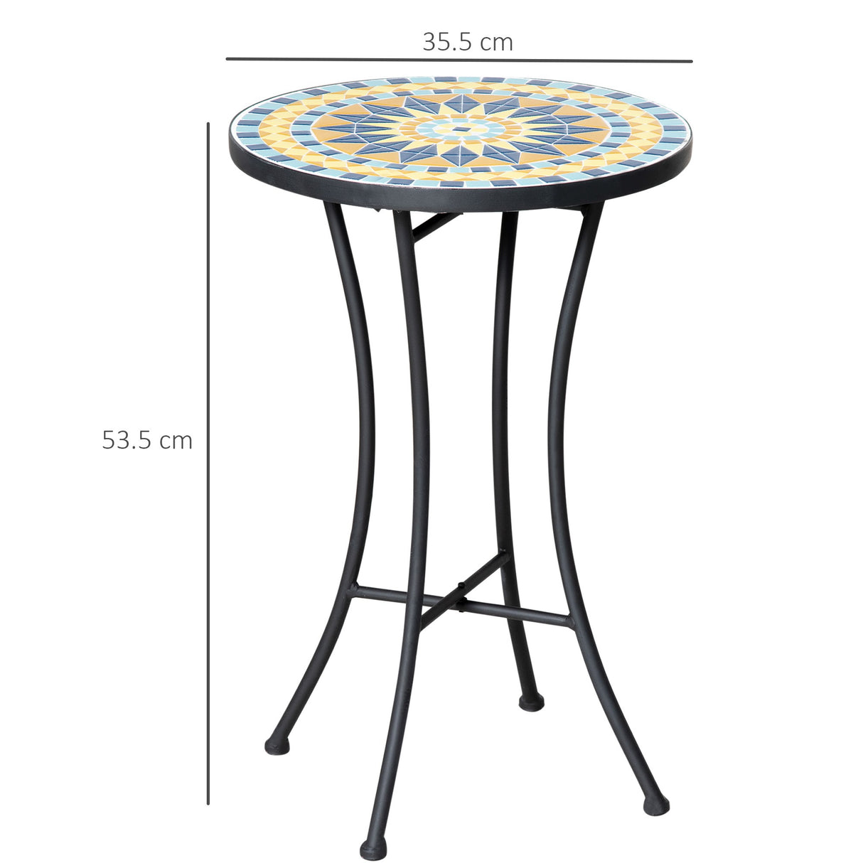 easycomfort easycomfort tavolino da giardino in metallo con piano dappoggio a mosaico 35 5x53 5cm