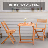 easycomfort set 3 pezzi tavolo e sedie da giardino pieghevoli in legno per esterni terrazzo picnic o campeggio salvaspazio e compatto teak