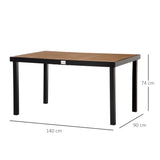 easycomfort tavolo da giardino per 6 persone in alluminio e plastica nero e color legno 33072