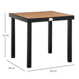easycomfort easycomfort tavolo da giardino per 4 persone in alluminio e plastica nero e color legno