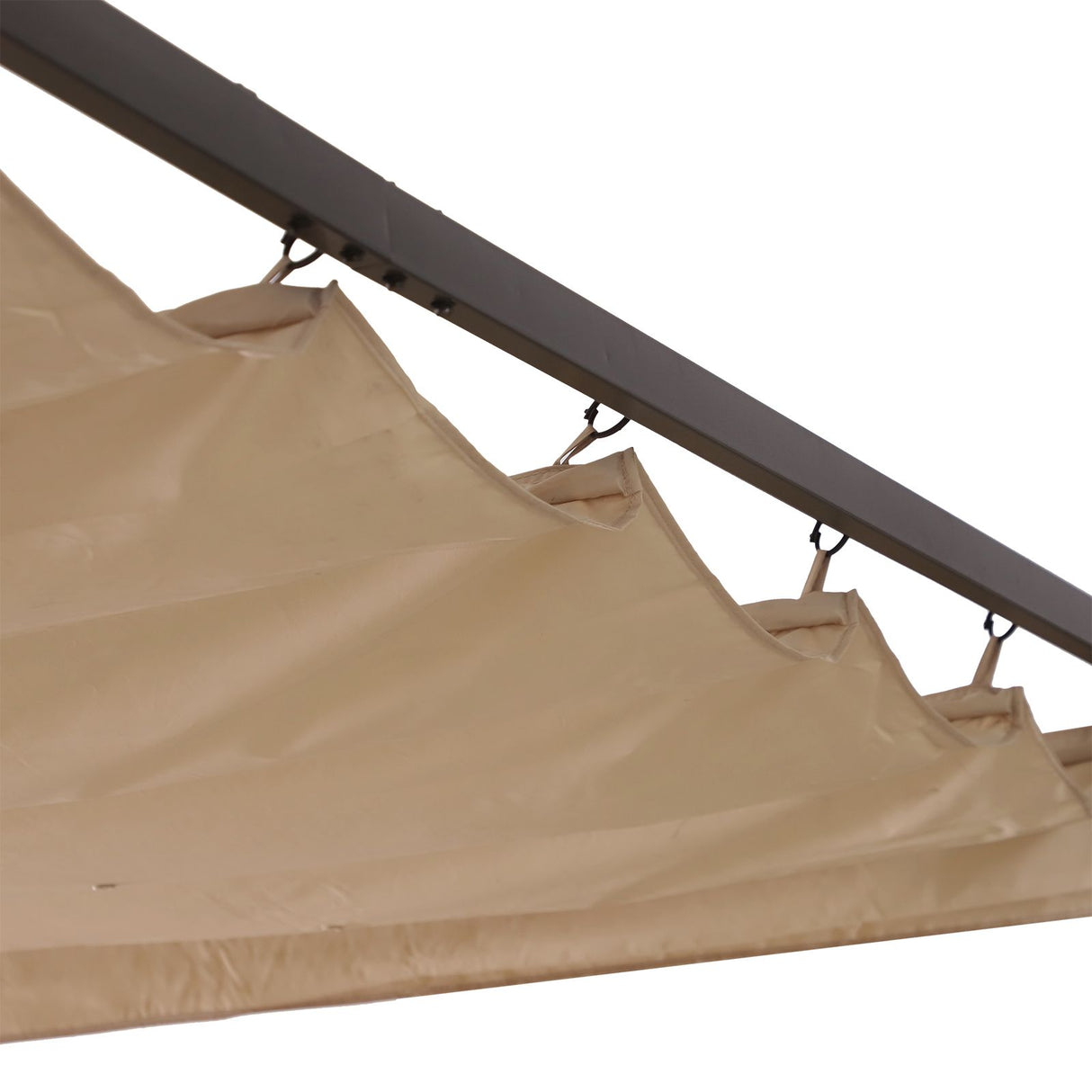 easycomfort easycomfort gazebo pergola da giardino parasole retraibile cornice nera tendale beige 350 x 350 x 230cm