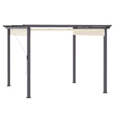easycomfort gazebo pergola da giardino 3x3m con tenda retrattile in alluminio e poliestere bianco crema