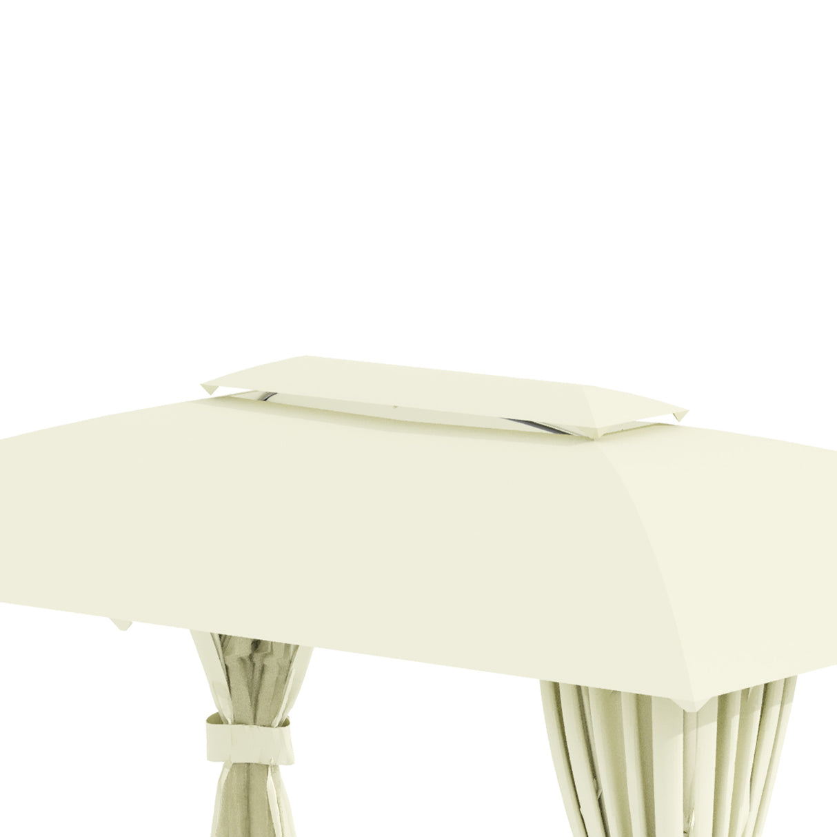 easycomfort gazebo da giardino 4x3m con doppio tettuccio pareti in poliestere e struttura in acciaio beige