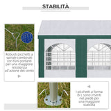 easycomfort tendone da giardino 4x3m per 12 persone con doppio ingresso bianco e verde