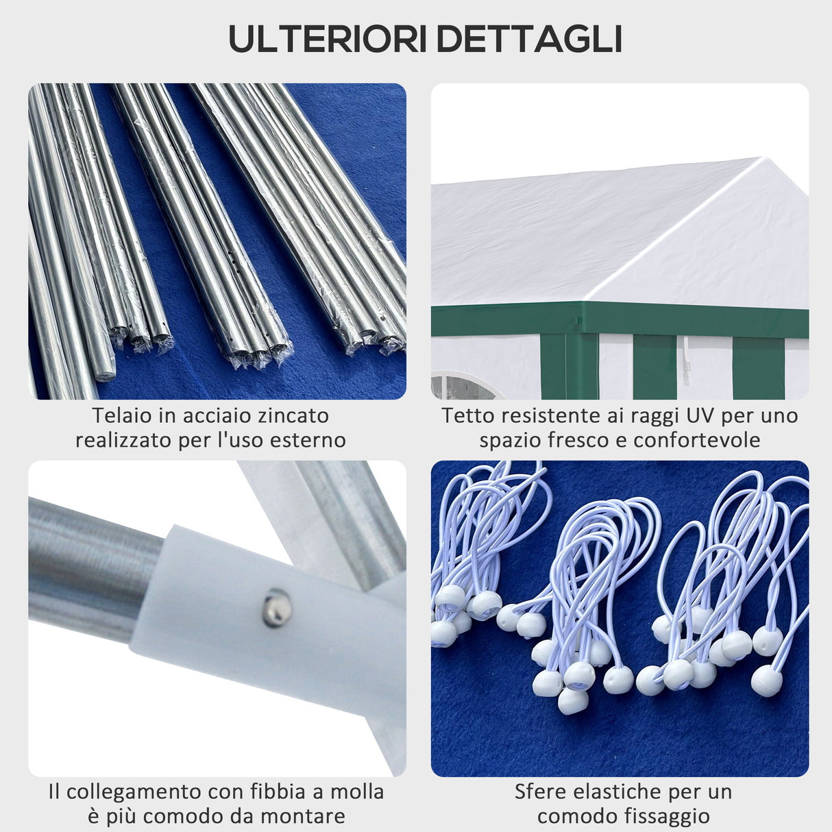 easycomfort tendone da giardino 4x3m per 12 persone con doppio ingresso bianco e verde