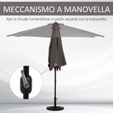 easycomfort easycomfort ombrellone semicircolare da parete con manovella in poliestere e metallo 2 7x2 4 m grigio