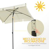 easycomfort easycomfort ombrellone parasole rettangolare con palo inclinabile in poliestere crema