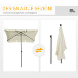 easycomfort easycomfort ombrellone parasole rettangolare con palo inclinabile in poliestere crema