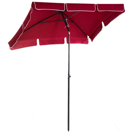 easycomfort easycomfort ombrellone da giardino rettangolare con inclinazione regolabile e palo in alluminio 198x130x240cm rosso e nero