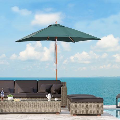 easycomfort easycomfort ombrellone rettangolare in bambu e poliestere anti uv verde 2x1 5x2 3m