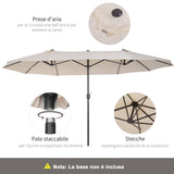 easycomfort easycomfort ombrellone doppio tettuccio da esterni anti uv 460 x 270 x 240 beige marrone