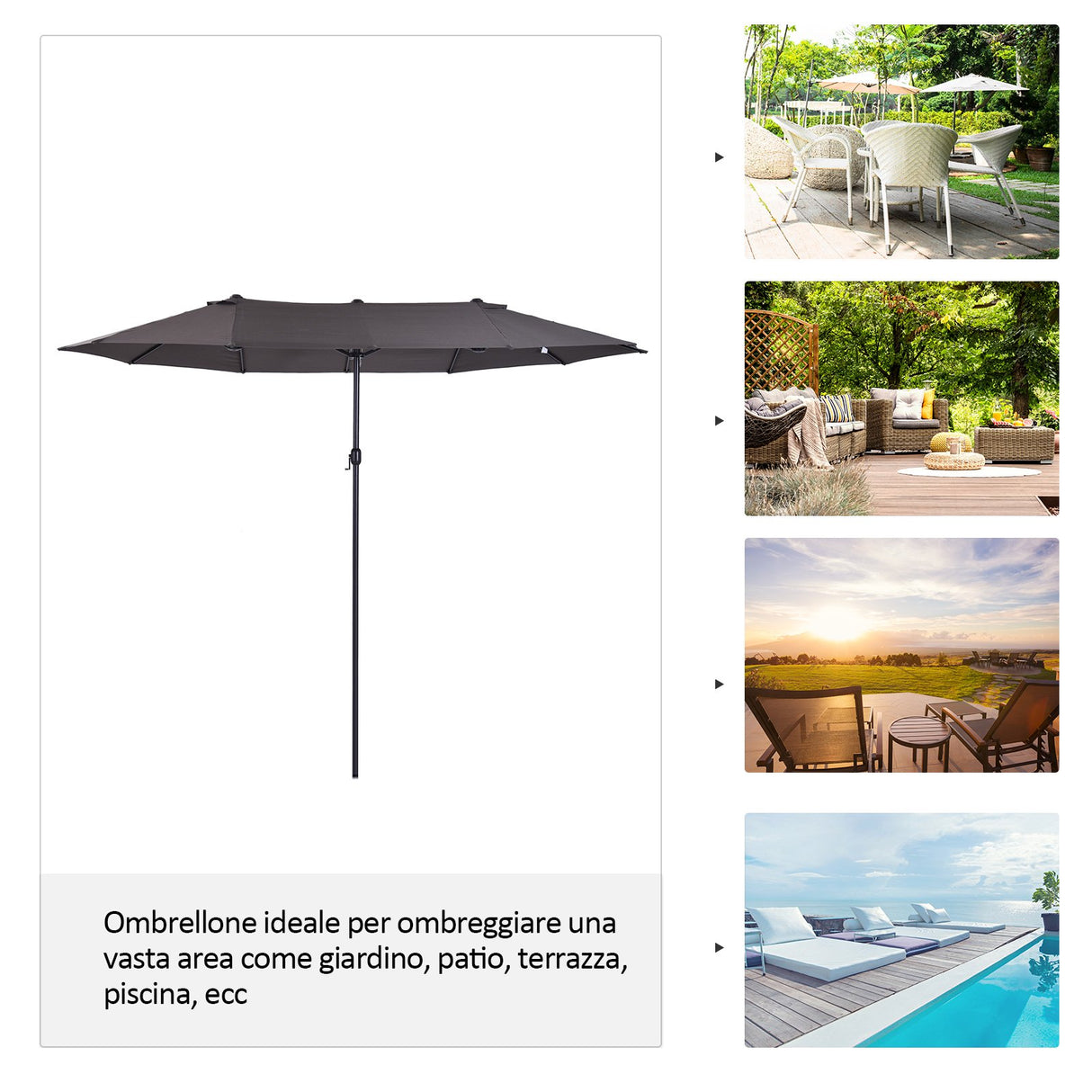 easycomfort easycomfort ombrellone parasole da giardino esterno tessuto poliestere grigio