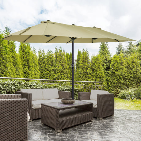 easycomfort easycomfort ombrellone doppio tettuccio da esterni ecru area coperta 4.6m