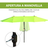 easycomfort easycomfort ombrellone da giardino doppio con apertura a manovella in acciaio e poliestere 460x270x240 cm verde chiaro