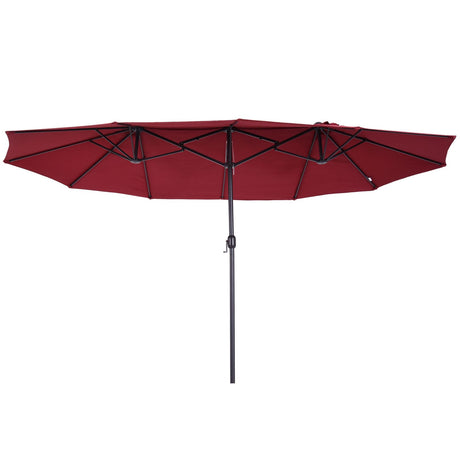 easycomfort easycomfort ombrellone da giardino 460x270x240cm doppio con apertura a manovella acciaio e poliestere rosso vino