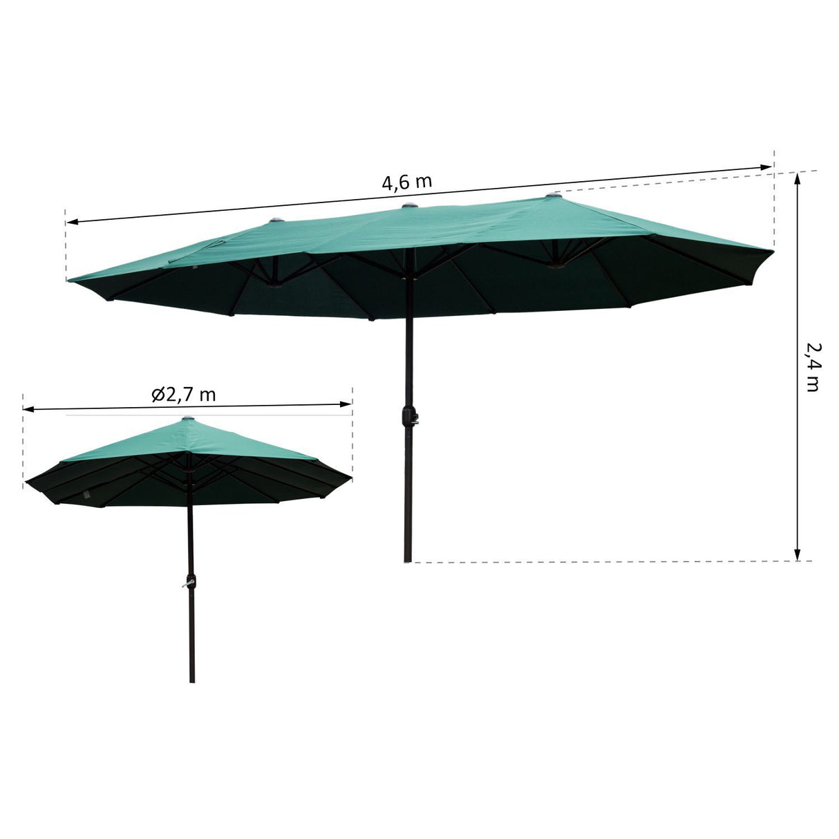 easycomfort easycomfort ombrellone doppio tettuccio da esterni anti uv 460 x 270 x 240 verde marrone