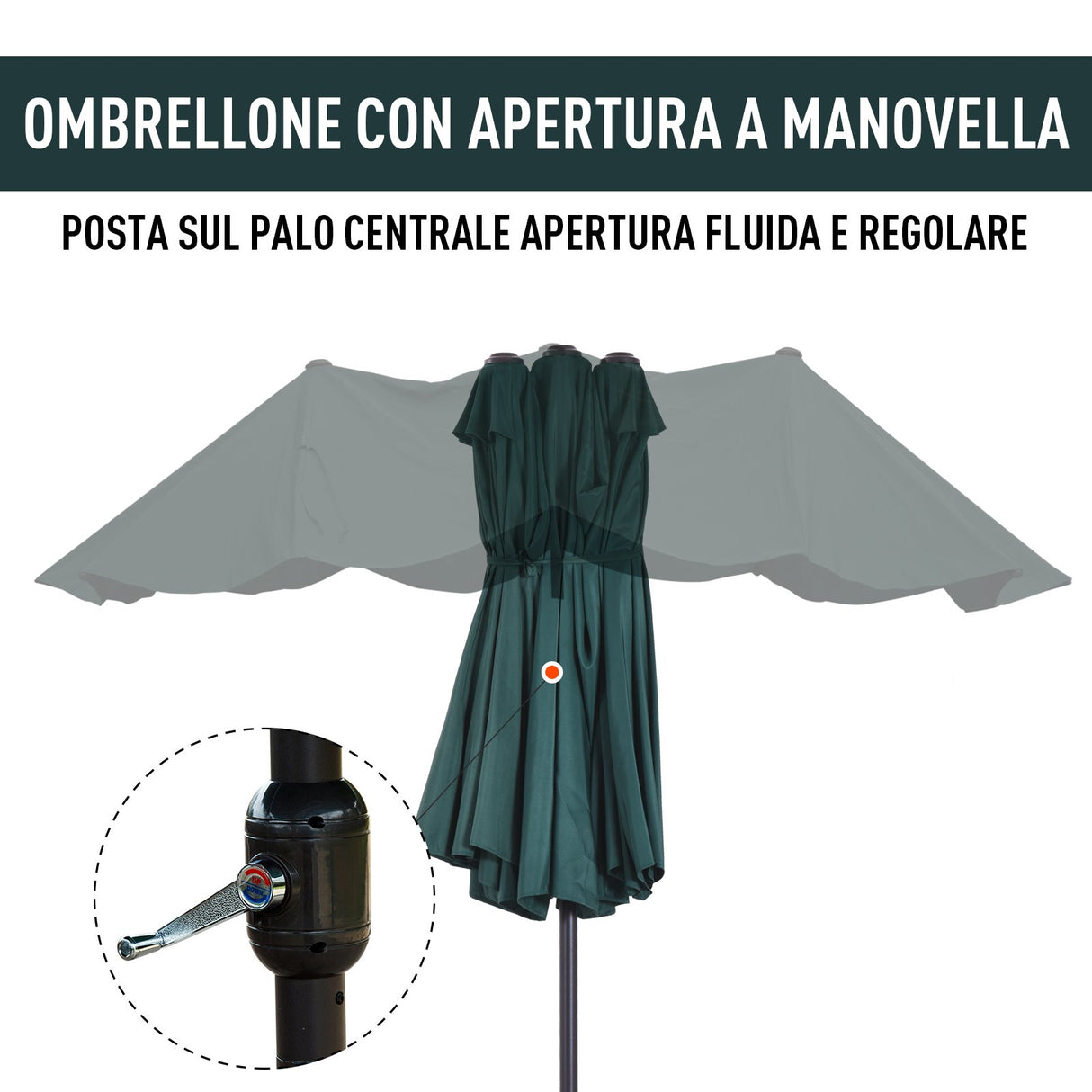 easycomfort easycomfort ombrellone doppio tettuccio da esterni anti uv 460 x 270 x 240 verde marrone