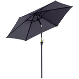 easycomfort ombrellone da giardino 2.7x2.4 m inclinabile con manovella in alluminio e poliestere grigio e nero