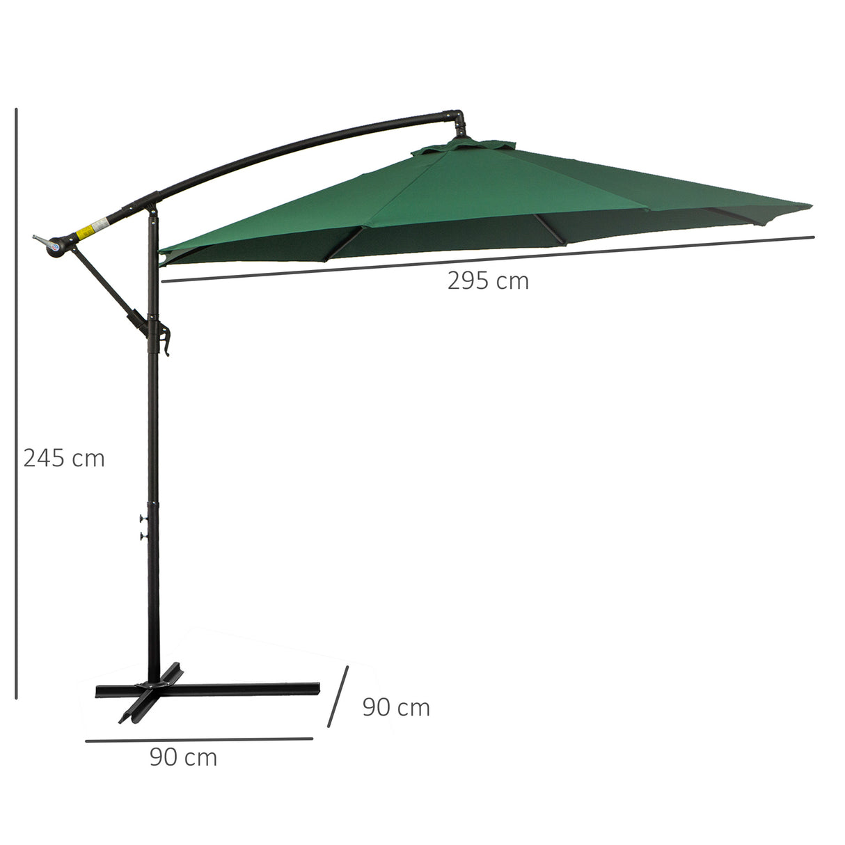 easycomfort easycomfort ombrellone impermeabile decentrato verde struttura in acciaio con manovella 300 x 250 cm