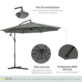 easycomfort easycomfort ombrellone da esterni 3x2 5 m decentrato con manovella struttura in acciaio e poliestere anti uv grigio