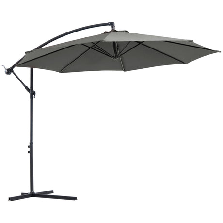 easycomfort easycomfort ombrellone da esterni 3x2 5 m decentrato con manovella struttura in acciaio e poliestere anti uv grigio