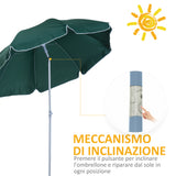 easycomfort easycomfort ombrellone da esterno giardino terrazza portatile 220cm con tettuccio inclinabile in poliestere verde scuro