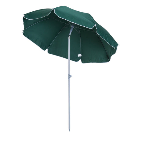 easycomfort easycomfort ombrellone da esterno giardino terrazza portatile 220cm con tettuccio inclinabile in poliestere verde scuro