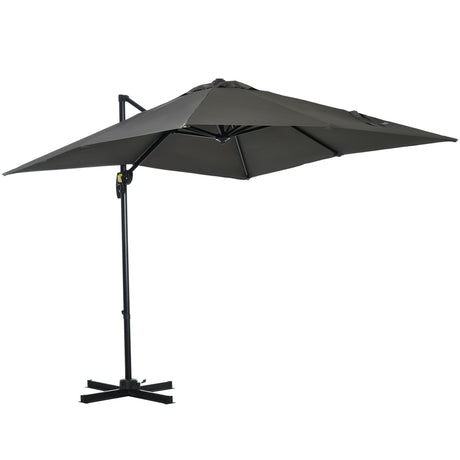 easycomfort ombrellone da giardino con angolazione regolabile su 3 livelli e rotazione a 360 2.5x2.5 m grigio