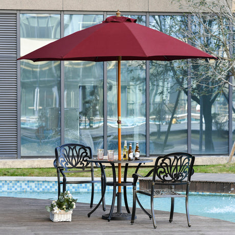 easycomfort easycomfort ombrellone da giardino con tettuccio antivento in poliestere rosso e palo in legno 257x253cm