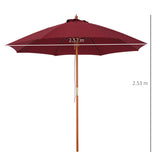 easycomfort easycomfort ombrellone da giardino con tettuccio antivento in poliestere rosso e palo in legno 257x253cm