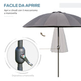 easycomfort easycomfort ombrellone da giardino e terrazza 2 5x2 5 m con manovella 18 stecche e testa inclinabile grigio scuro