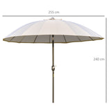 easycomfort easycomfort ombrellone da giardino e terrazza 2 5x2 5m con manovella 18 stecche e testa inclinabile crema