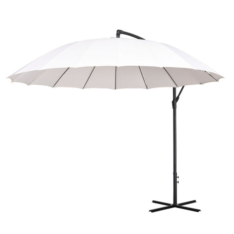 easycomfort easycomfort ombrellone decentrato da giardino 296cm ombrellone a braccio per esterni bianco crema con base a croce