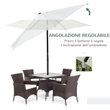 easycomfort ombrellone da giardino 2.6x2.5 m anti uv protezione 30+ con testa inclinabile palo in alluminio e 6 stecche bianco crema