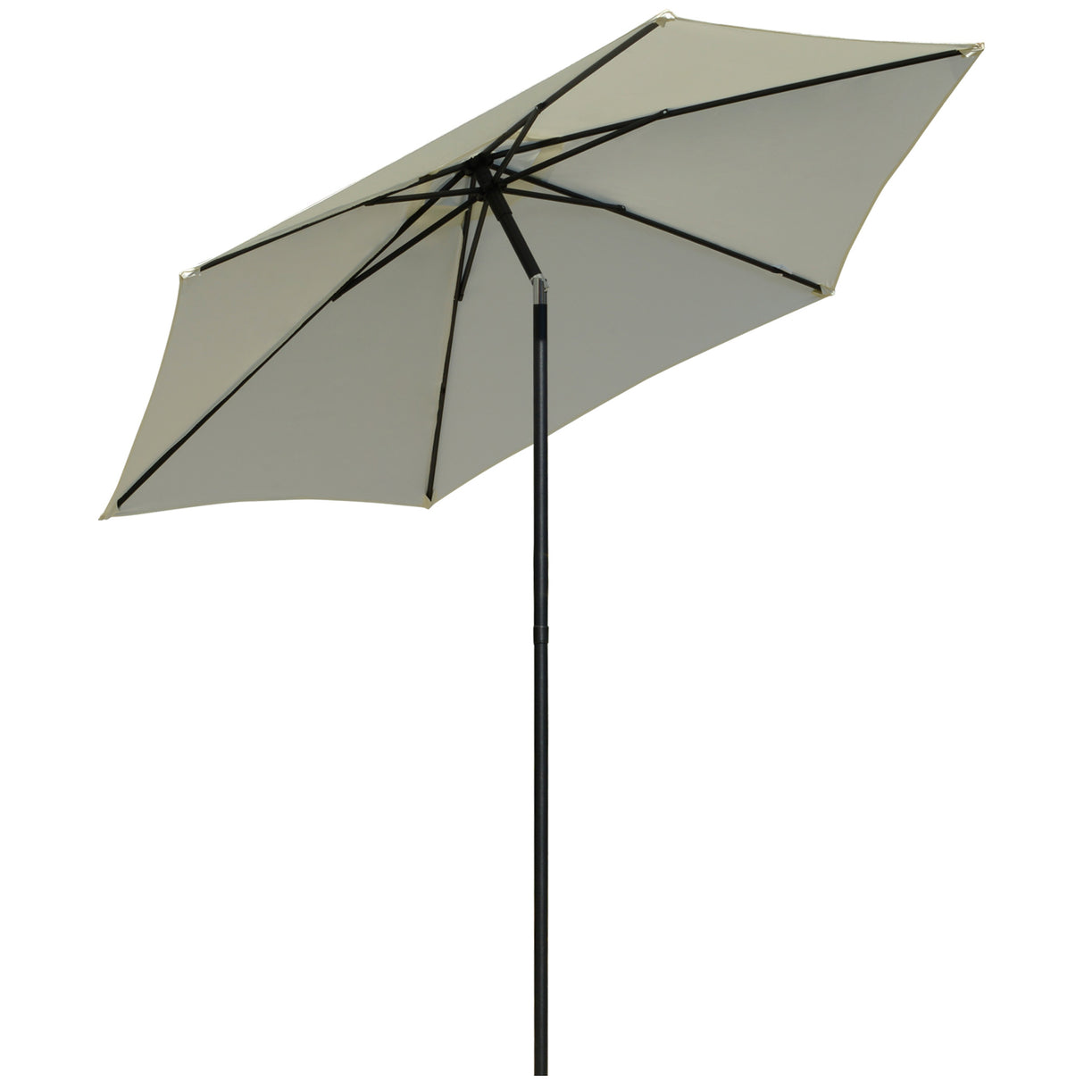 easycomfort ombrellone da giardino 2.6x2.5 m anti uv protezione 30+ con testa inclinabile palo in alluminio e 6 stecche bianco crema