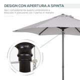 easycomfort outusnny ombrellone 2x2 m da giardino con palo centrale ombrellone per esterno in alluminio grigio chiaro